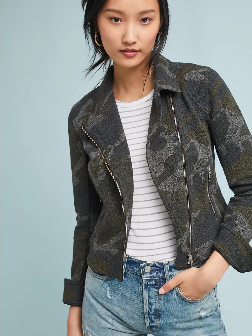 Anthropologie Marrakech Camo Moto Jacket Sz Large